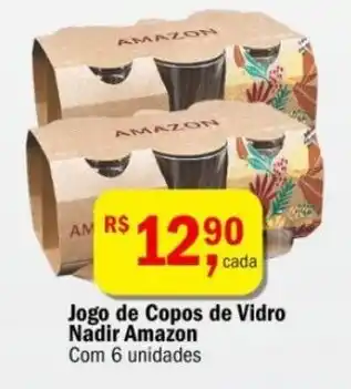 Ultrabox Jogo de Copos de Vidro Nadir Amazon Com 6 unidades oferta