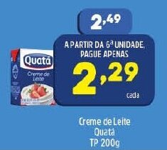 Arena Atacado Creme de Leite Quata TP 200g oferta