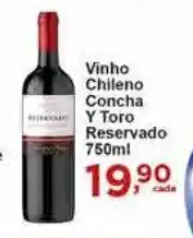 Rossi Supermercado Vinho Chileno Concha Y Toro Reservado 750ml oferta