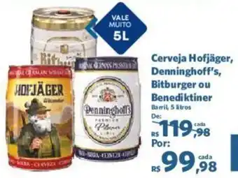 Sam's Club Cerveja Hofjäger, Denninghoff's, Bitburger ou Benediktiner Barril, 5 litros oferta