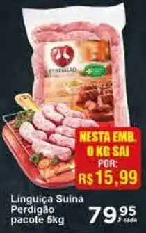 Rossi Supermercado Linguiça Suina Perdigão pacote 5kg oferta