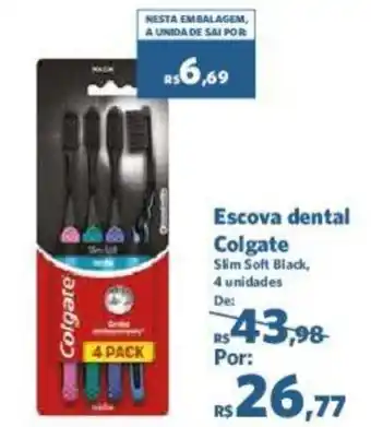 Sam's Club Escova dental Colgate Slim Soft Black, 4 unidades oferta