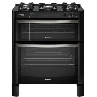 Fogão à gás esmaltec diamante glass 5094 5 bocas mesa de vidro duplo forno