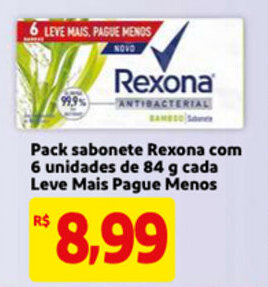 Mercado Extra Pack Sabonete Rexona com 6 unidadesa de 84g cada leve mais pague menos oferta