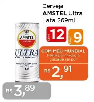 Supermercados Mundial Cerveja AMSTEL Ultra Lata 269ml oferta