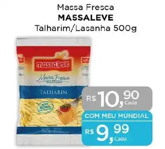 Supermercados Mundial Massa Fresca MASSALEVE Talharim/Lasanha 500g oferta