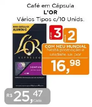 Supermercados Mundial Café em Cápsula L'OR Vários Tipos c/10 Unids. oferta