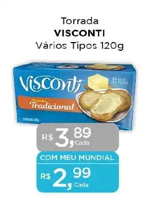 Supermercados Mundial Torrada VISCONTI Vários Tipos 120g oferta