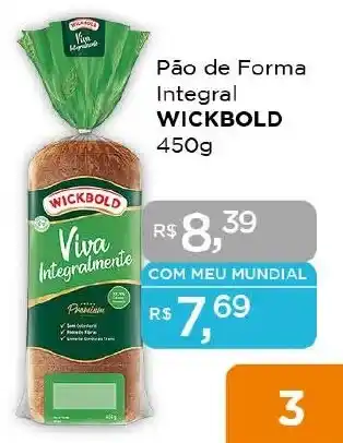 Supermercados Mundial Pão de Forma Integral WICKBOLD 450g oferta