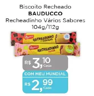 Supermercados Mundial Biscoito Recheado BAUDUCCO Recheadinho Vários Sabores 104g/112g oferta