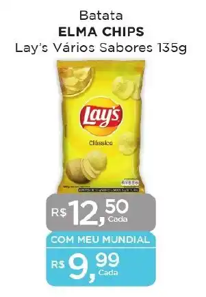 Supermercados Mundial Batata ELMA CHIPS Lay's Vários Sabores 135g oferta
