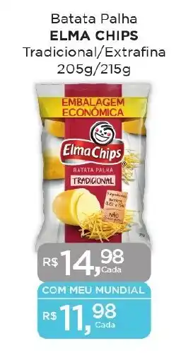 Supermercados Mundial Batata Palha ELMA CHIPS Tradicional/Extrafina 205g/215g oferta