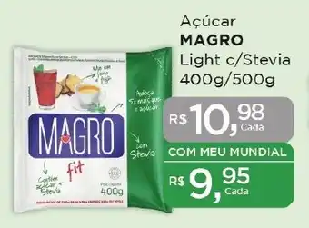 Supermercados Mundial Açúcar MAGRO Light c/Stevia 400g/500g oferta