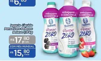 Supermercados Mundial logurte Liquido Pense Zero Sabores Batavo 1,15 kg oferta