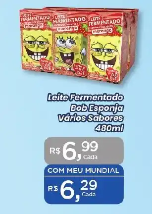 Supermercados Mundial Leite Fermentado Bob Esponja Vários Sabores 480ml oferta