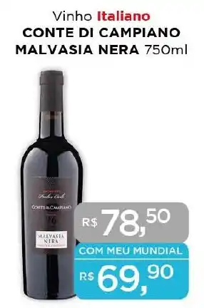 Supermercados Mundial Vinho Italiano CONTE DI CAMPIANO MALVASIA NERA 750ml oferta