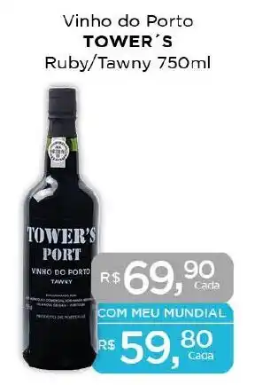 Supermercados Mundial Vinho do Porto TOWER'S Ruby/Tawny 750ml oferta