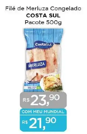 Supermercados Mundial Filé de Merluza Congelado COSTA SUL Pacote 500g oferta