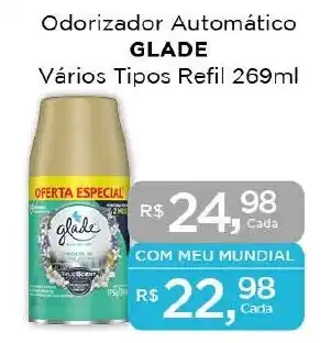 Supermercados Mundial Odorizador Automático GLADE Vários Tipos Refil 269ml oferta