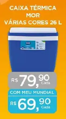Supermercados Mundial CAIXA TÉRMICA MOR VÁRIAS CORES 26 L oferta