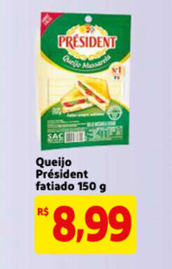 Mercado Extra Queijo President fatiado 150g oferta