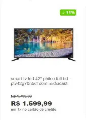 Americanas Express Smart Tv Led 42'' Philco Full Hd - Ptv42g70n5cf Com Midiacast oferta