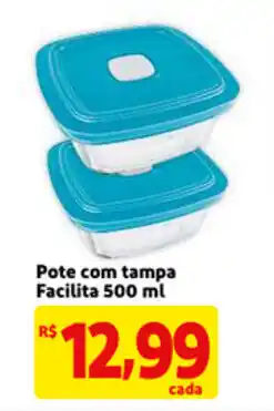 Pote com tampa Facilita 500ml