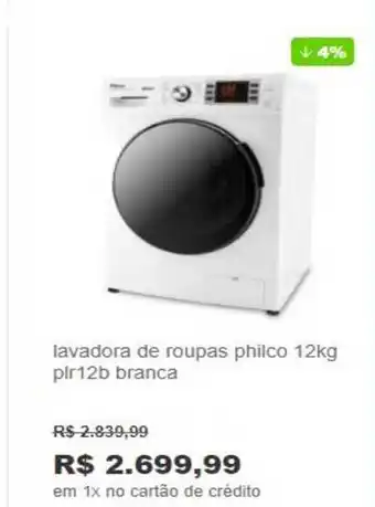 Americanas Express Lavadora De Roupas Philco 12kg Plr12b Branca oferta