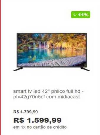 Smart Tv Led 42'' Philco Full Hd - Ptv42g70n5cf Com Midiacast
