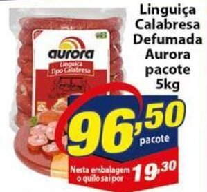 Vencedor Atacadista Linguica Calabresa Defumada Aurora pacote 5kg oferta