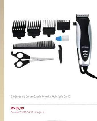 Casa e Vídeo Conjunto De Cortar Cabelo Mondial Hair Stylo Cr-02 oferta