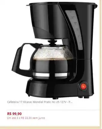 Casa e Vídeo Cafeteira 17 Xicaras Mondial Pratic Nc-25 127v oferta