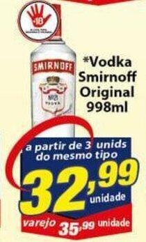 Vencedor Atacadista Vodka Smirnoff Original 998ml oferta