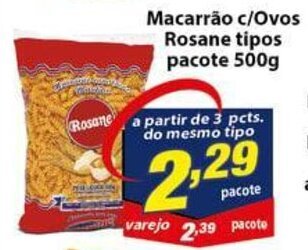 Macarrao c/ Ovos Rosane tipos pacote 500g