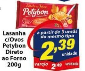 Vencedor Atacadista Lasanha c/ Ovos Petybon Direto ao Forno 200g oferta