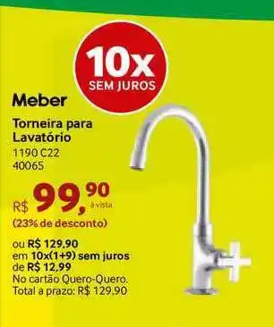 Meber Torneira Para Lavatório 1190 C22 40065