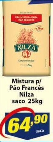 Vencedor Atacadista Mistura p/ Pao Frances Nilza saco 25kg oferta