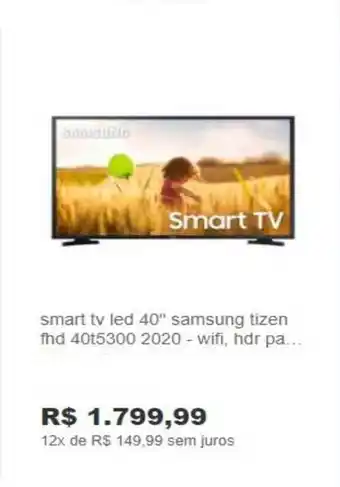 Smart Tv Led 40'' Samsung Tizen Fhd 40t5300 2020 - Wifi Hdr