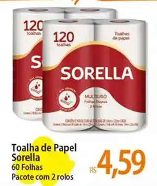 Atacadão Toalha de Papel Sorella 60 Folhas Pacote com 2 rolos oferta