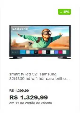 Smart Tv Led 32'' Samsung 32t4300 Hd Wifi Hdr Para Brilho