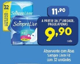 Absorvente com Abas Sempre Livre Fit com 32 unidades