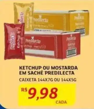 Assaí Atacadista KETCHUP OU MOSTARDA EM SACHE PREDILECTA CAIXETA 144X7G OU 144X5G oferta
