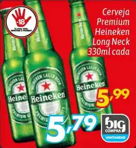 Supermercados Big Compra Cerveja Premium Heineken Long Neck 330ml cada oferta