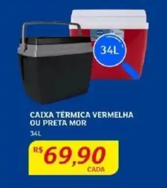 Assaí Atacadista CAIXA TÉRMICA VERMELHA OU PRETA MOR 34L oferta
