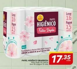 GBarbosa Papel higiênico gbarbosa folha dupla 30 metros leve 16 e pague 15 rolos oferta