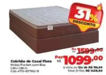 Lojas Becker Colchão de Casal Flora Molas Pocket com Box oferta