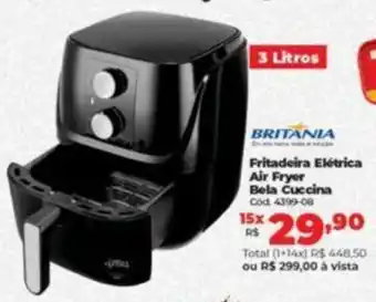 Lojas Becker BRITANIA Fritadeira Elétrica Air Fryer Bela Cuccina Cod: 4399-08 oferta