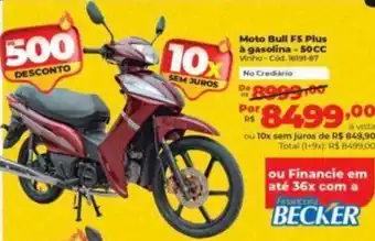 Lojas Becker Moto Bull F5 Plus à gasolina-50 CC Vinho-Cód. 16191-87 oferta