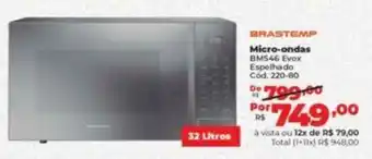 Lojas Becker BRASTEMP Micro-ondas BMS46 Evox Espelhado Cód. 220-80 oferta