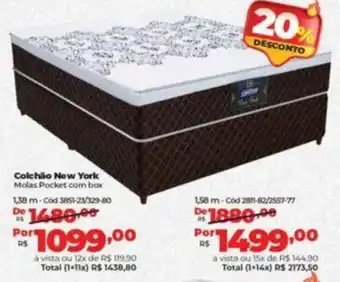 Lojas Becker Colchão New York Molas Pocket com box oferta